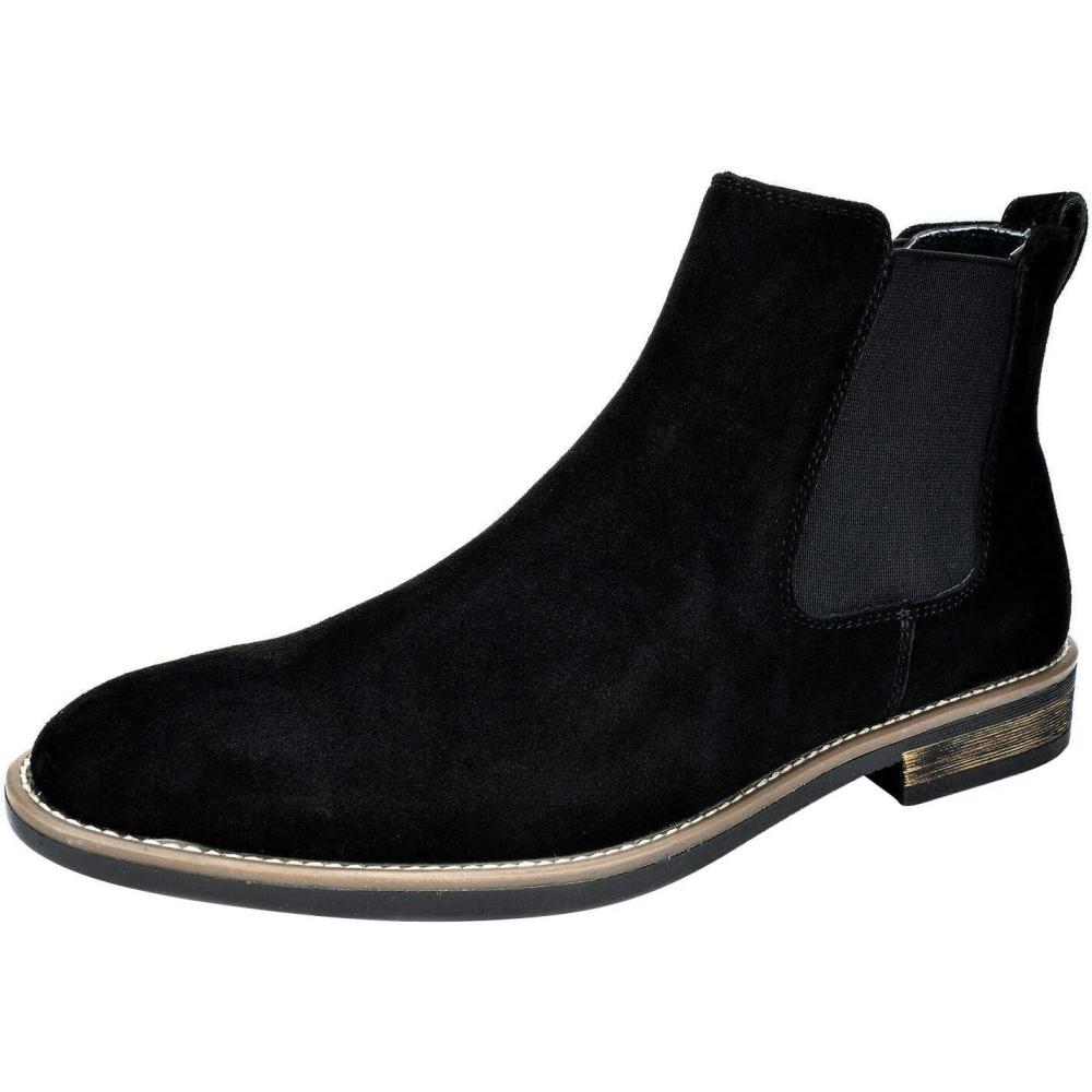 imageBruno Marc Mens Suede Leather Chelsea Ankle BootsBlack