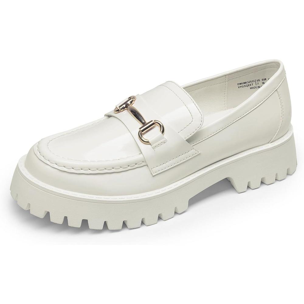 imageDREAM PAIRS Loafers for Women Platform Chunky Penny Loafer Slip On Casual Dressy Business Shoes with Arch SupportWhite