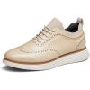 Bruno Marc Men’s MaxFlex Dress Sneakers Oxfords Casual Wingtip Brogue Shoes(Apricot-pu)