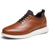 Bruno Marc Men’s MaxFlex Dress Sneakers Oxfords Casual Wingtip Brogue Shoes(Light Brown-pu)