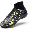 DREAM PAIRS Boys Girls Indoor Soccer Shoes High Top Football Turf Futsal Shoes for Little/Big Kid(Black/Neon Green)