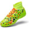 DREAM PAIRS Boys Girls Indoor Soccer Shoes High Top Football Turf Futsal Shoes for Little/Big Kid(Neon Green)