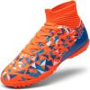 DREAM PAIRS Boys Girls Indoor Soccer Shoes High Top Football Turf Futsal Shoes for Little/Big Kid(Orange)