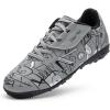 DREAM PAIRS Boys Girls Indoor Turf Soccer Cleats Lace Up Athletic Youth Futsal Football Casual Shoes for Little/Big Kid(Grey)