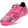 DREAM PAIRS Boys Girls Indoor Turf Soccer Cleats Lace Up Athletic Youth Futsal Football Casual Shoes for Little/Big Kid(Hot Pink)