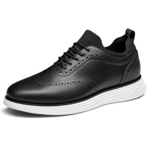 Bruno Marc Men’s MaxFlex Dress Sneakers Oxfords Casual Wingtip Brogue Shoes(Black)