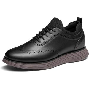 Bruno Marc Men’s MaxFlex Dress Sneakers Oxfords Casual Wingtip Brogue Shoes(Black/Coffee)