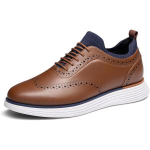 Bruno Marc Men’s MaxFlex Dress Sneakers Oxfords Casual Wingtip Brogue Shoes(Brown)