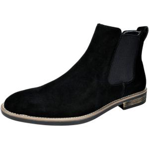 Bruno Marc Men’s Suede Leather Chelsea Ankle Boots(Black)