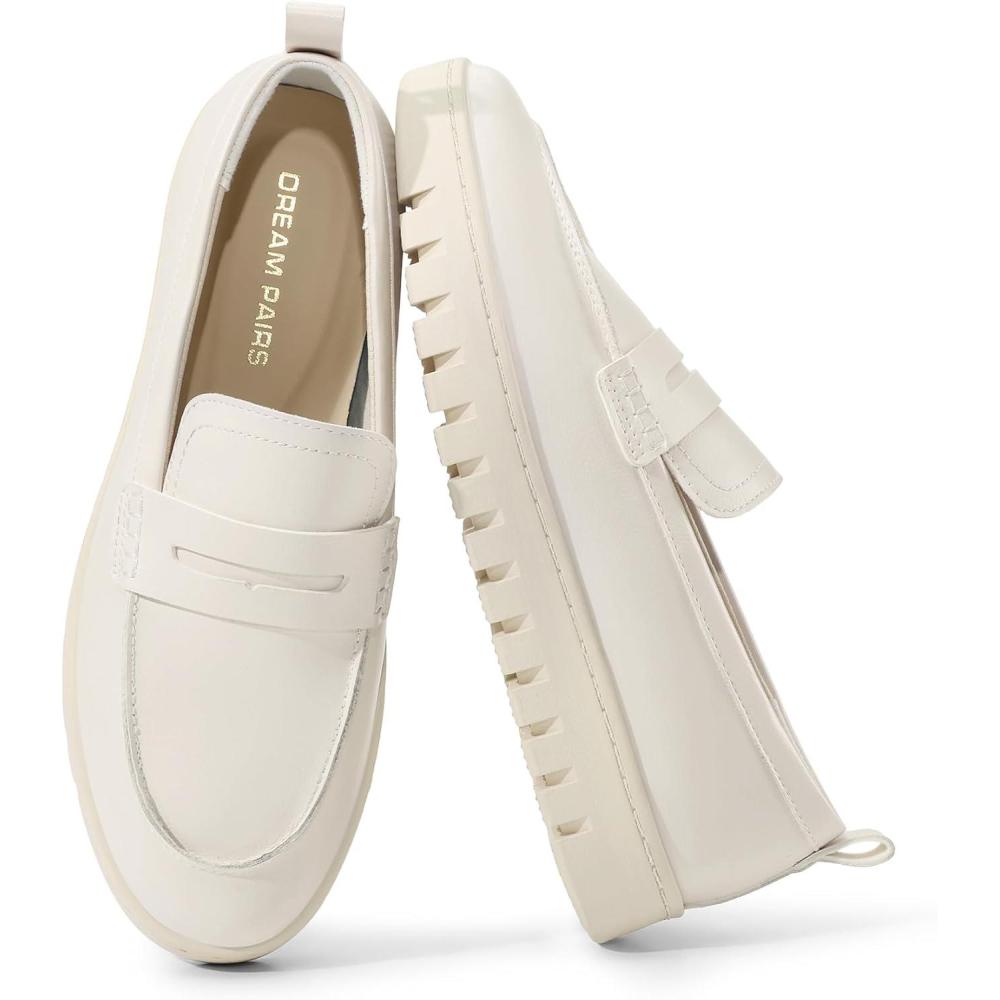 image:imageDREAM PAIRS Womens Arch Support Slip On LoafersWhitepu