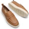 DREAM PAIRS Women’s Arch Support Slip On Loafers(Brown-pu)