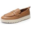 DREAM PAIRS Women’s Arch Support Slip On Loafers(Brown-pu)