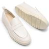 DREAM PAIRS Women’s Arch Support Slip On Loafers(White-pu)