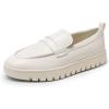 DREAM PAIRS Women’s Arch Support Slip On Loafers(White-pu)