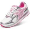 DREAM PAIRS Girls Sneakers Lace-up Tennis Running Casual Footwear LilLegends Lightweight Classic Walking Shoes for Little/Big Kid(Pink/Silver)