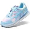 DREAM PAIRS Girls Sneakers Lace-up Tennis Running Casual Footwear LilLegends Lightweight Classic Walking Shoes for Little/Big Kid(Rainbow/Blue)