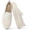 DREAM PAIRS Women’s Arch Support Slip On Loafers(White-pu)