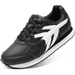 DREAM PAIRS Girls Sneakers Lace-up Tennis Running Casual Footwear LilLegends Lightweight Classic Walking Shoes for Little/Big Kid(Black)