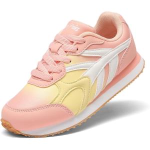 DREAM PAIRS Girls Sneakers Lace-up Tennis Running Casual Footwear LilLegends Lightweight Classic Walking Shoes for Little/Big Kid(Pink)