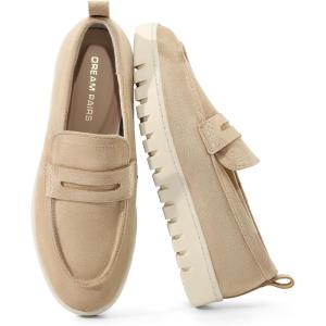 DREAM PAIRS Women’s Arch Support Slip On Loafers(Nude-suede)