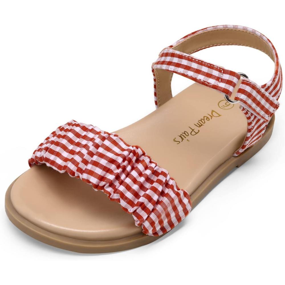image:imageDREAM PAIRS Girls Sandals OpenToe Princess Dress Flat Sandals Summer ShoesToddlerLittle KidRed