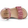 DREAM PAIRS Girls Sandals Open-Toe Princess Dress Flat Sandals Summer Shoes(Toddler/Little Kid)(Red)