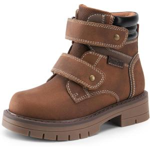 DREAM PAIRS Kids Ankle Boots Boys Girls Fashion Booties with Hook and Loop (Toddler/Little Kid)(Brown)