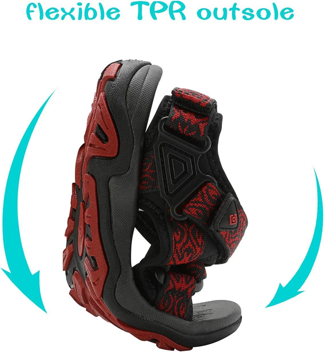 image:imageDREAM PAIRS Boys Girls Sandals Kids Adventurous LightWeight Adjustable Straps Summer Water Shoes ToddlerLittle KidBig KidBlackRed