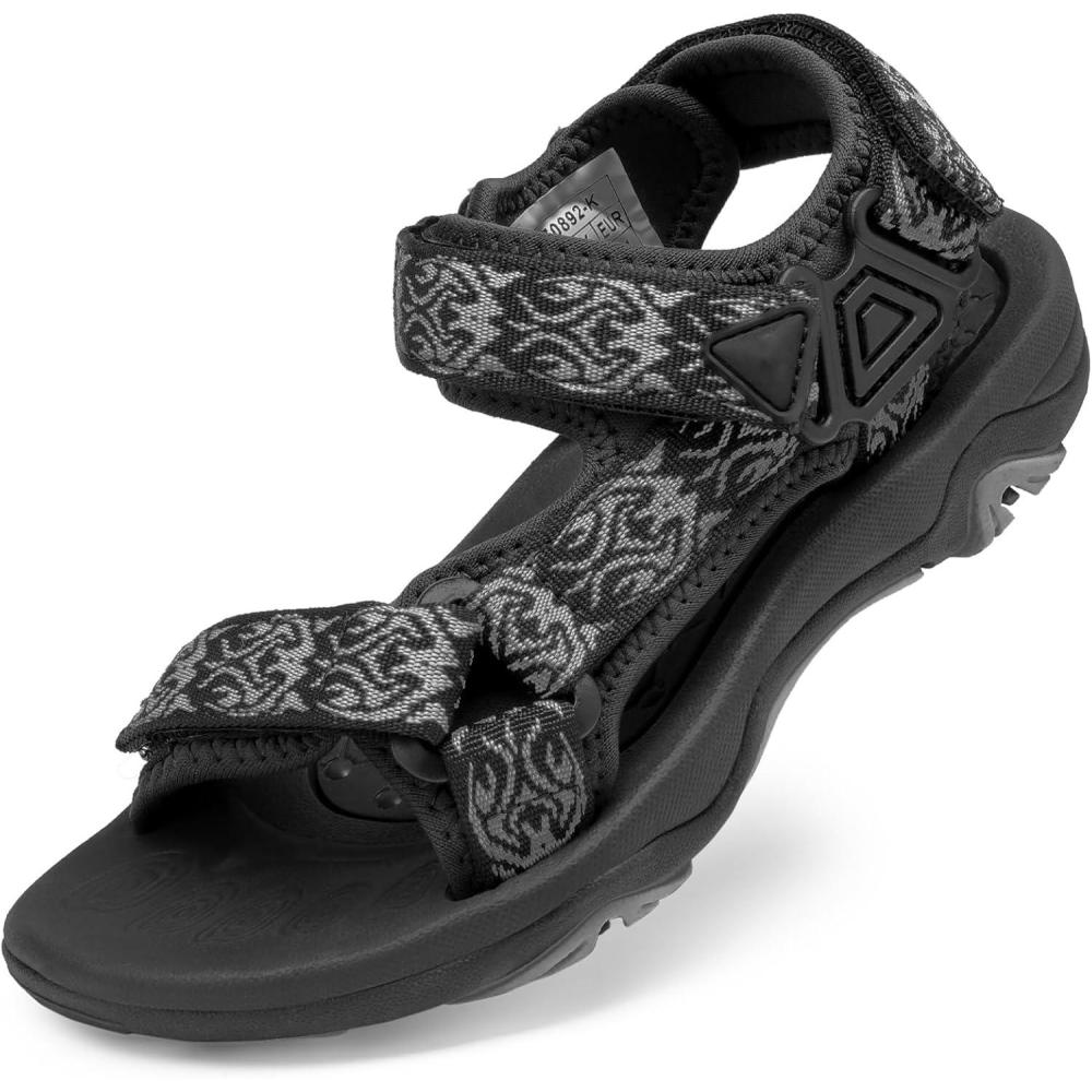 image:imageDREAM PAIRS Boys Girls Sandals Kids Adventurous LightWeight Adjustable Straps Summer Water Shoes ToddlerLittle KidBig KidBlack
