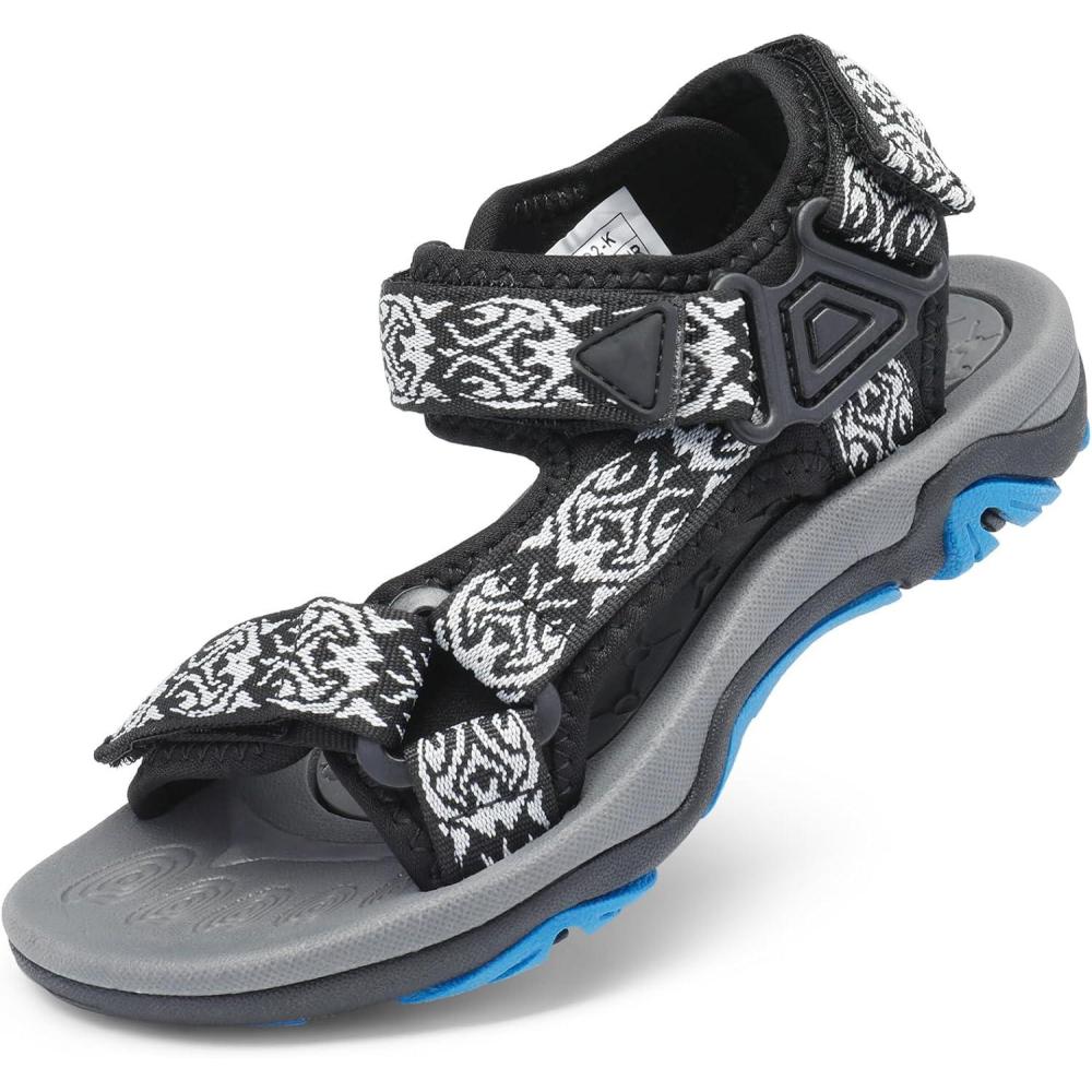 image:imageDREAM PAIRS Boys Girls Sandals Kids Adventurous LightWeight Adjustable Straps Summer Water Shoes ToddlerLittle KidBig KidBlackBlue