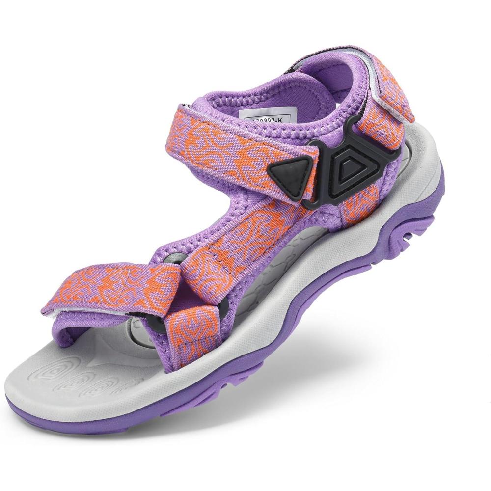 image:imageDREAM PAIRS Boys Girls Sandals Kids Adventurous LightWeight Adjustable Straps Summer Water Shoes ToddlerLittle KidBig KidLavenderOrange