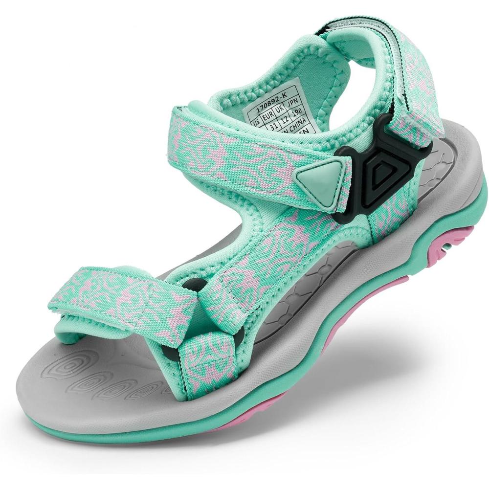 image:imageDREAM PAIRS Boys Girls Sandals Kids Adventurous LightWeight Adjustable Straps Summer Water Shoes ToddlerLittle KidBig KidMintPink