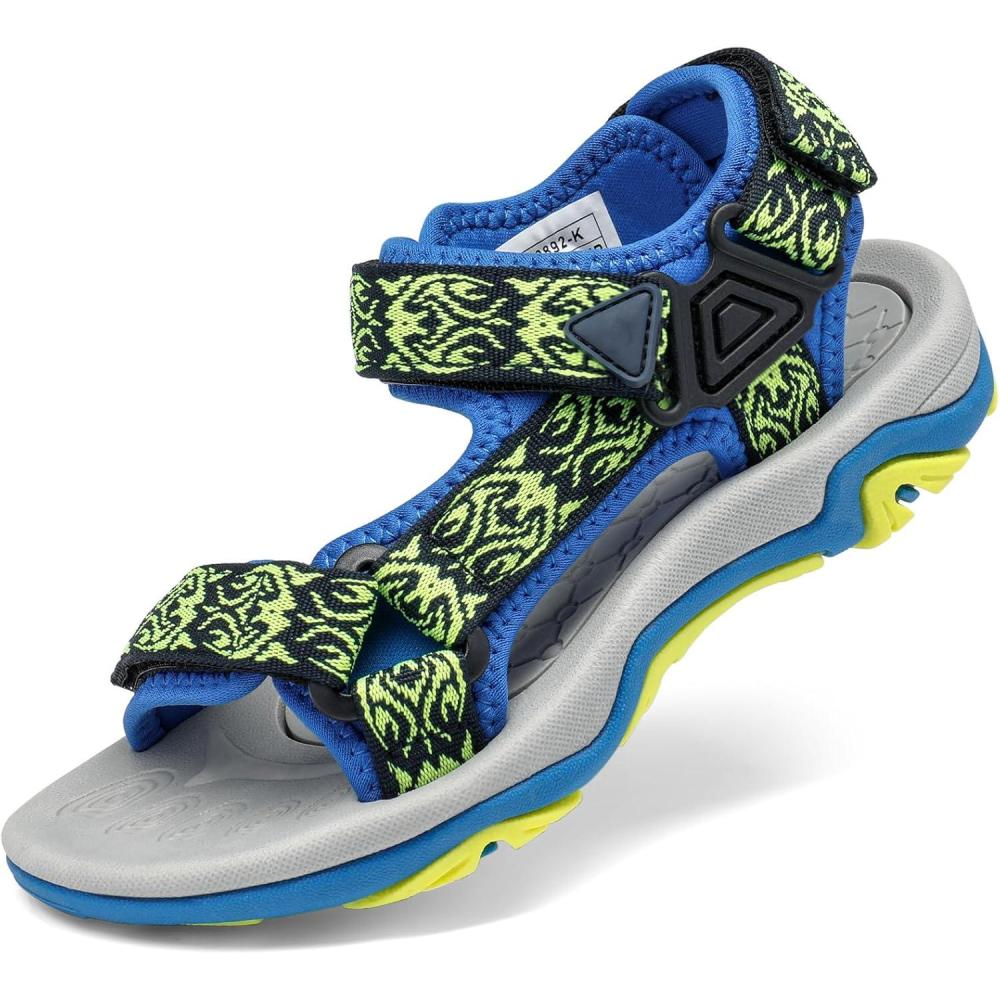 image:imageDREAM PAIRS Boys Girls Sandals Kids Adventurous LightWeight Adjustable Straps Summer Water Shoes ToddlerLittle KidBig KidRoyalNeonGreen