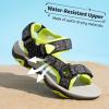 DREAM PAIRS Boys Girls Sandals Kids Adventurous Light-Weight Adjustable Straps Summer Water Shoes (Toddler/Little Kid/Big Kid)(Grey/Green)
