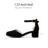 DREAM PAIRS Girls Dress Shoes Closed Toe High Heels Ankle Strap Toddler Little Big Kid Wedding Flower Party Pump(All Black)