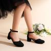 DREAM PAIRS Girls Dress Shoes Closed Toe High Heels Ankle Strap Toddler Little Big Kid Wedding Flower Party Pump(All Black)