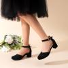 DREAM PAIRS Girls Dress Shoes Closed Toe High Heels Ankle Strap Toddler Little Big Kid Wedding Flower Party Pump(All Black)