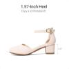 DREAM PAIRS Girls Dress Shoes Closed Toe High Heels Ankle Strap Toddler Little Big Kid Wedding Flower Party Pump(All Nude)