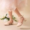 DREAM PAIRS Girls Dress Shoes Closed Toe High Heels Ankle Strap Toddler Little Big Kid Wedding Flower Party Pump(All Nude)
