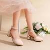 DREAM PAIRS Girls Dress Shoes Closed Toe High Heels Ankle Strap Toddler Little Big Kid Wedding Flower Party Pump(All Nude)