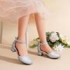 DREAM PAIRS Girls Dress Shoes Closed Toe High Heels Ankle Strap Toddler Little Big Kid Wedding Flower Party Pump(All Silver)