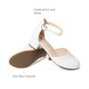 DREAM PAIRS Girls Dress Shoes Closed Toe High Heels Ankle Strap Toddler Little Big Kid Wedding Flower Party Pump(All White)