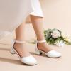 DREAM PAIRS Girls Dress Shoes Closed Toe High Heels Ankle Strap Toddler Little Big Kid Wedding Flower Party Pump(All White)