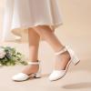 DREAM PAIRS Girls Dress Shoes Closed Toe High Heels Ankle Strap Toddler Little Big Kid Wedding Flower Party Pump(All White)