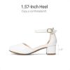 DREAM PAIRS Girls Dress Shoes Closed Toe High Heels Ankle Strap Toddler Little Big Kid Wedding Flower Party Pump(All White)