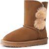 DREAM PAIRS Girls Boots Kids Boys Winter Snow Mid Calf Boots Faux Fur Lined FuzzyChic Kid’s Lolly for Little Kid/Big Kid(Chesnut)