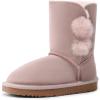 DREAM PAIRS Girls Boots Kids Boys Winter Snow Mid Calf Boots Faux Fur Lined FuzzyChic Kid’s Lolly for Little Kid/Big Kid(Pink)