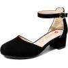 DREAM PAIRS Girls Dress Shoes Closed Toe High Heels Ankle Strap Toddler Little Big Kid Wedding Flower Party Pump(All Black)