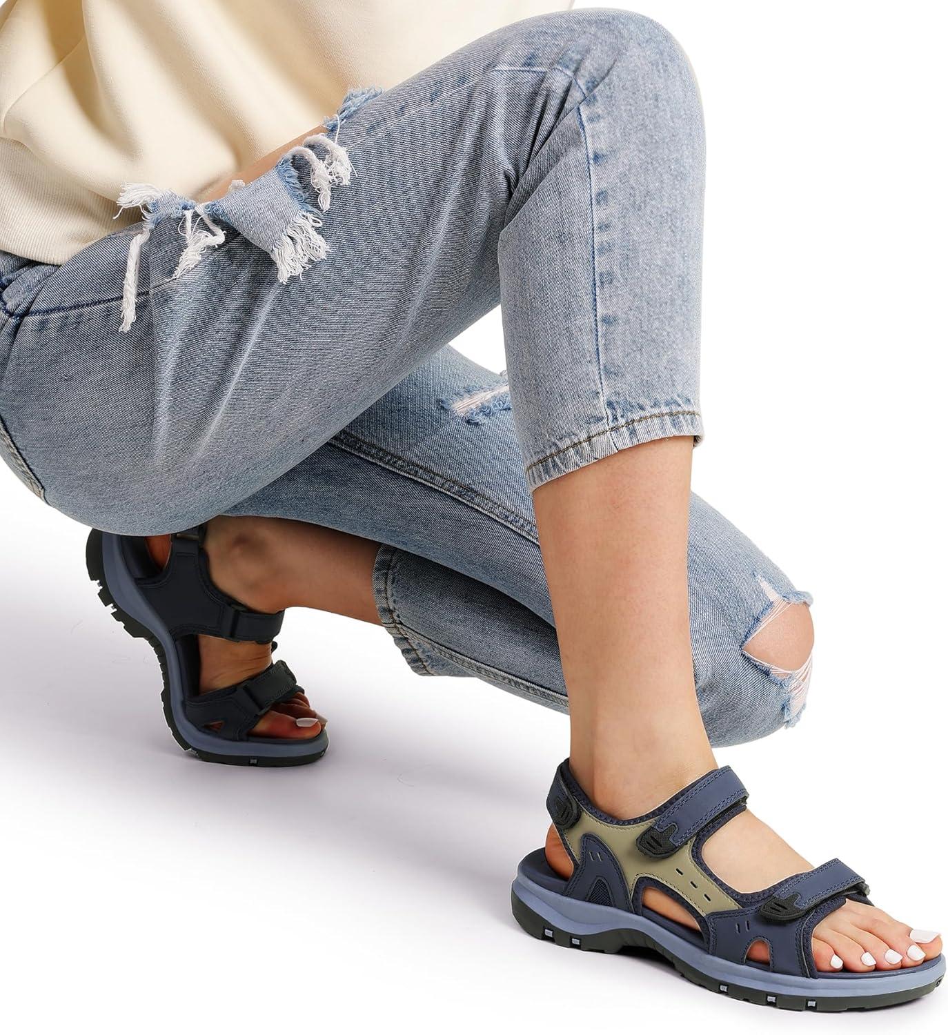 image:imageDREAM PAIRS Womens Walking Sport Athletic Sandals Comfort Open Toe Casual Outdoor Hiking Summer ShoesNavy
