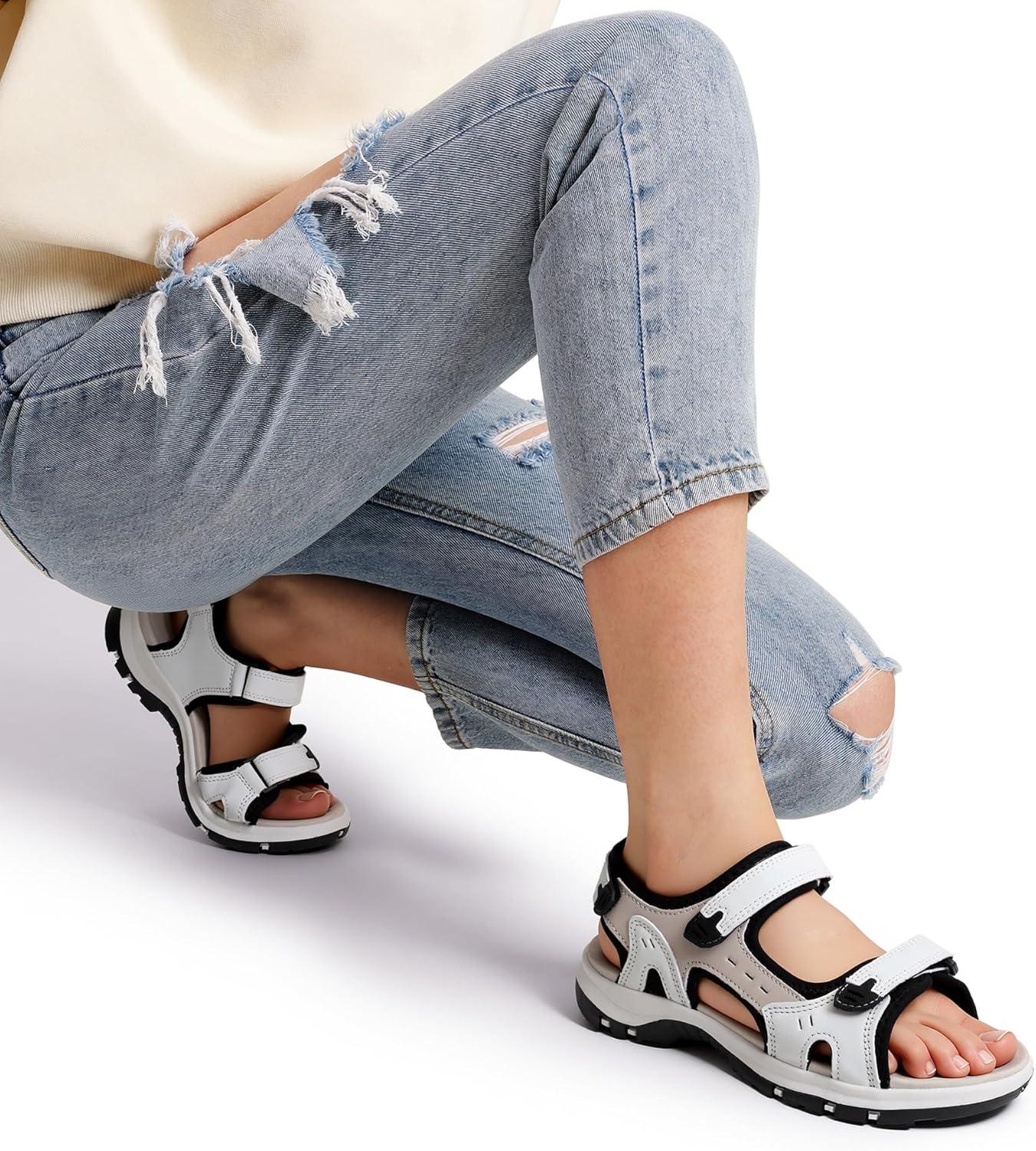 image:imageDREAM PAIRS Womens Walking Sport Athletic Sandals Comfort Open Toe Casual Outdoor Hiking Summer ShoesWhiteBeige